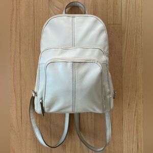 VTG Tignanello Classy Minimalist Scandi White Leather Backpack Streetwear Y2K